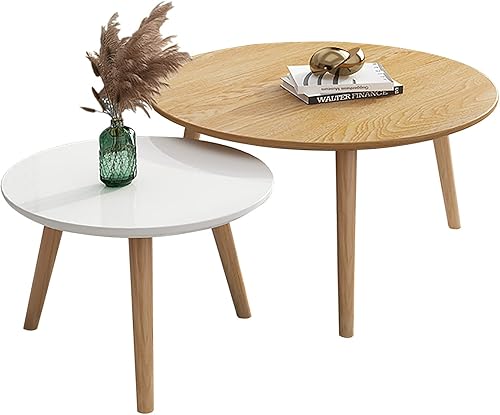 Miniatura 1 de TAUODUYY Mesa auxiliar de sofá de 2 piezas, mesa auxiliar de madera para estardormitorio, mesa de salón multifuncional, mesa de asiento baja de