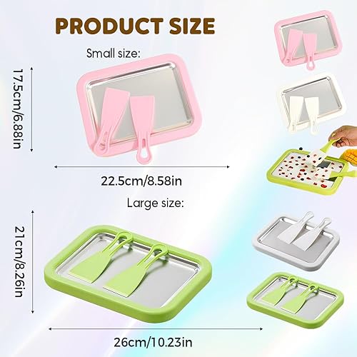 Miniatura 7 de At Home - Máquina de helados enrollada, kit de helado enrollado portátil actualizado 2025, bandeja de helado de acero inoxidable de grado