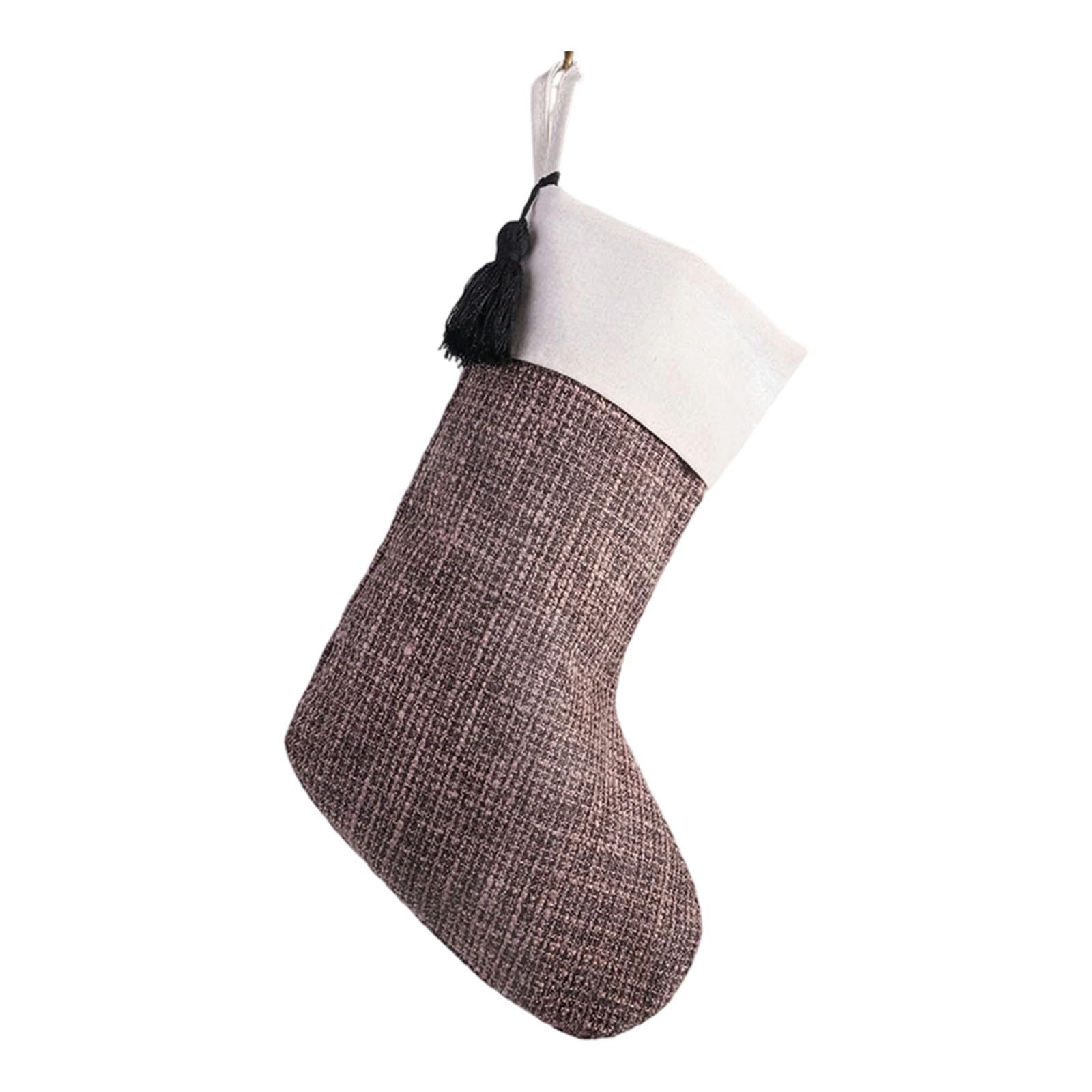KAQNTUD Decorative Tassels Christmas Hanging Socks Home Decoration Fabric Stocking For Stairs Bedroom Fireplaces Christmas Stocking