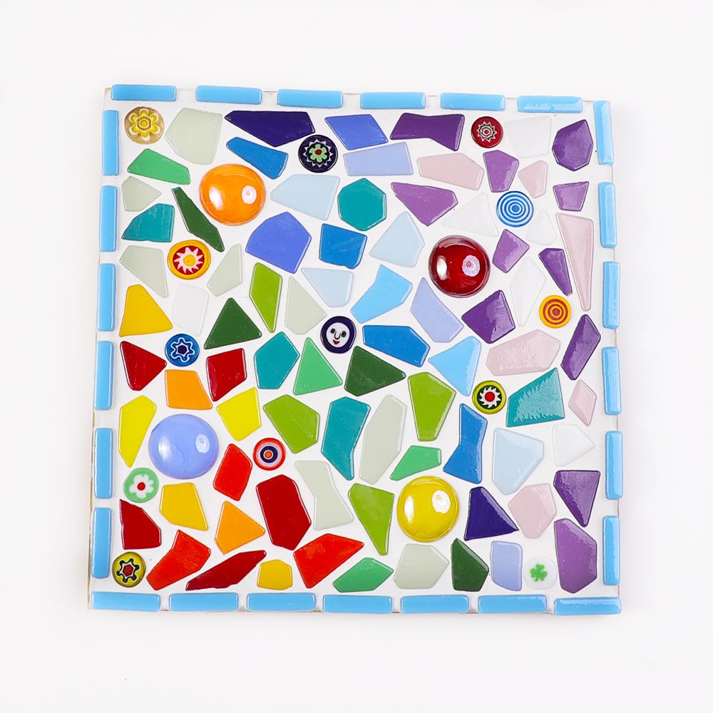 1 libra mini baldosas de vidrio de mosaico de esmalte irregular para artesanías suministros de mosaico a granel, tamaño pequeño aleatorio de piezas de vidrio reciclado rotas para bricolaje (RB500)