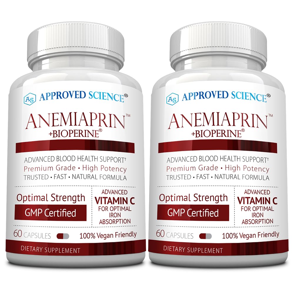 Approved Science Anemiaprin - Absorbable Iron, Vitamin C - Gentle On Stomach - 120 Capsules - 2 Month Supply - Non-GMO, Vegan