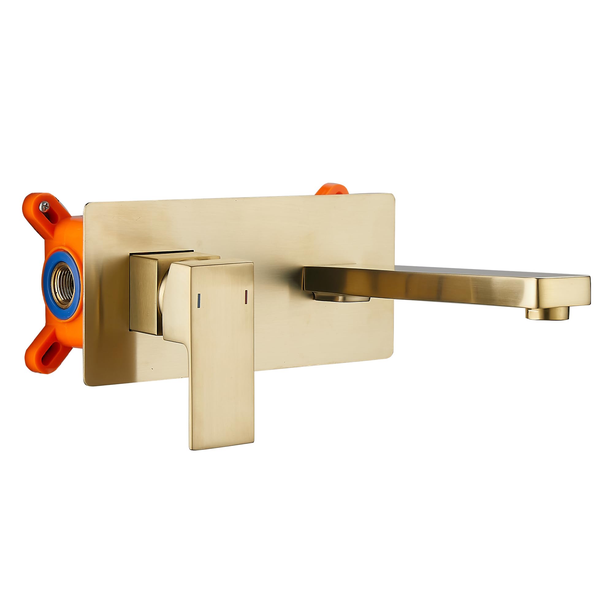 GGStudy Brushed Gold Wall Mounted Bathroom Faucet Single Handle