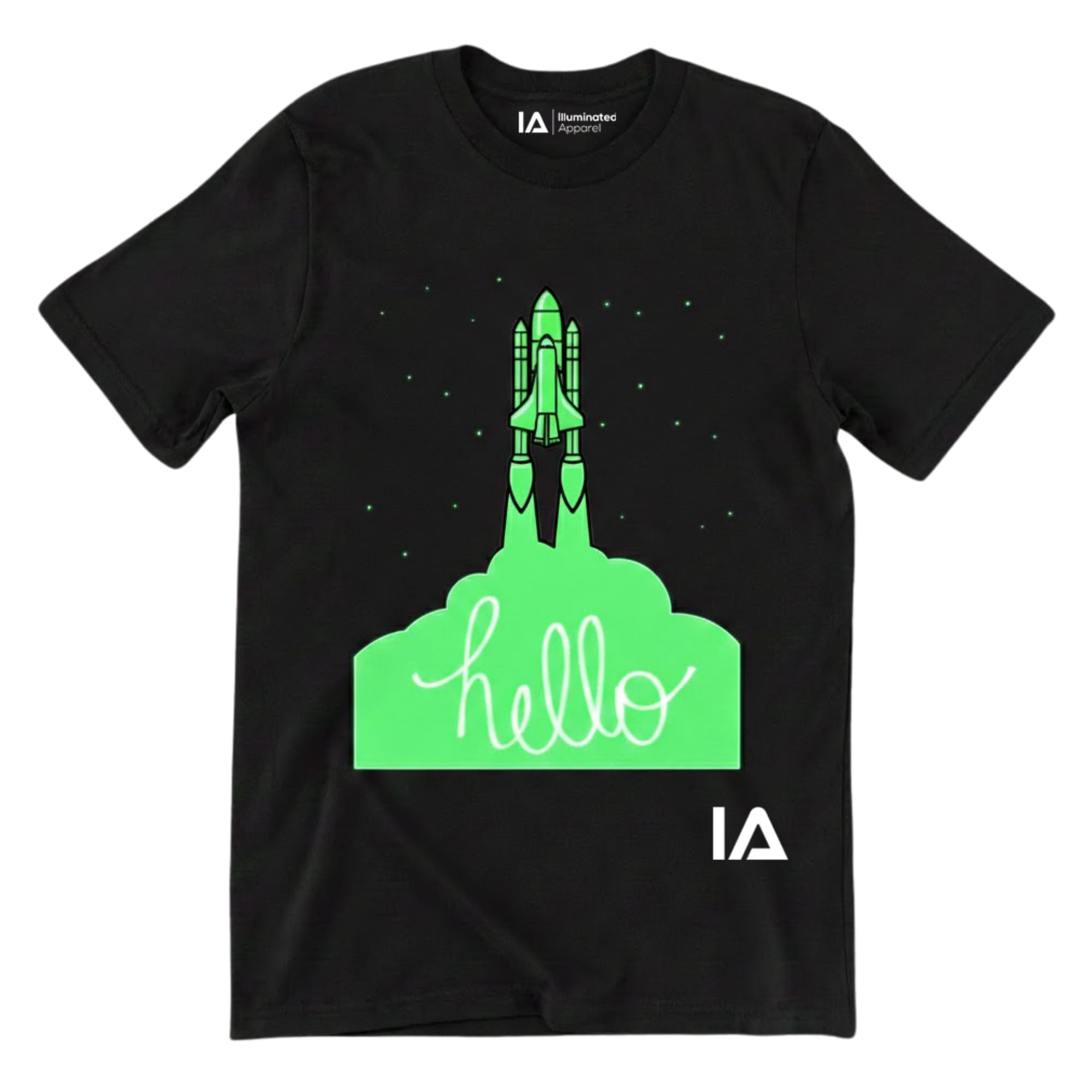 Illuminated Apparel Glow in The Dark Interactive Glow T-Shirt, Space Rocket, 12-14 Years