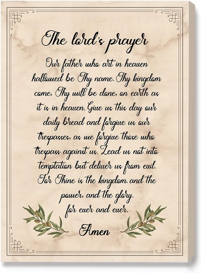 The Lord's Prayer Canvas Wall Art,Vintage Bible Verses
