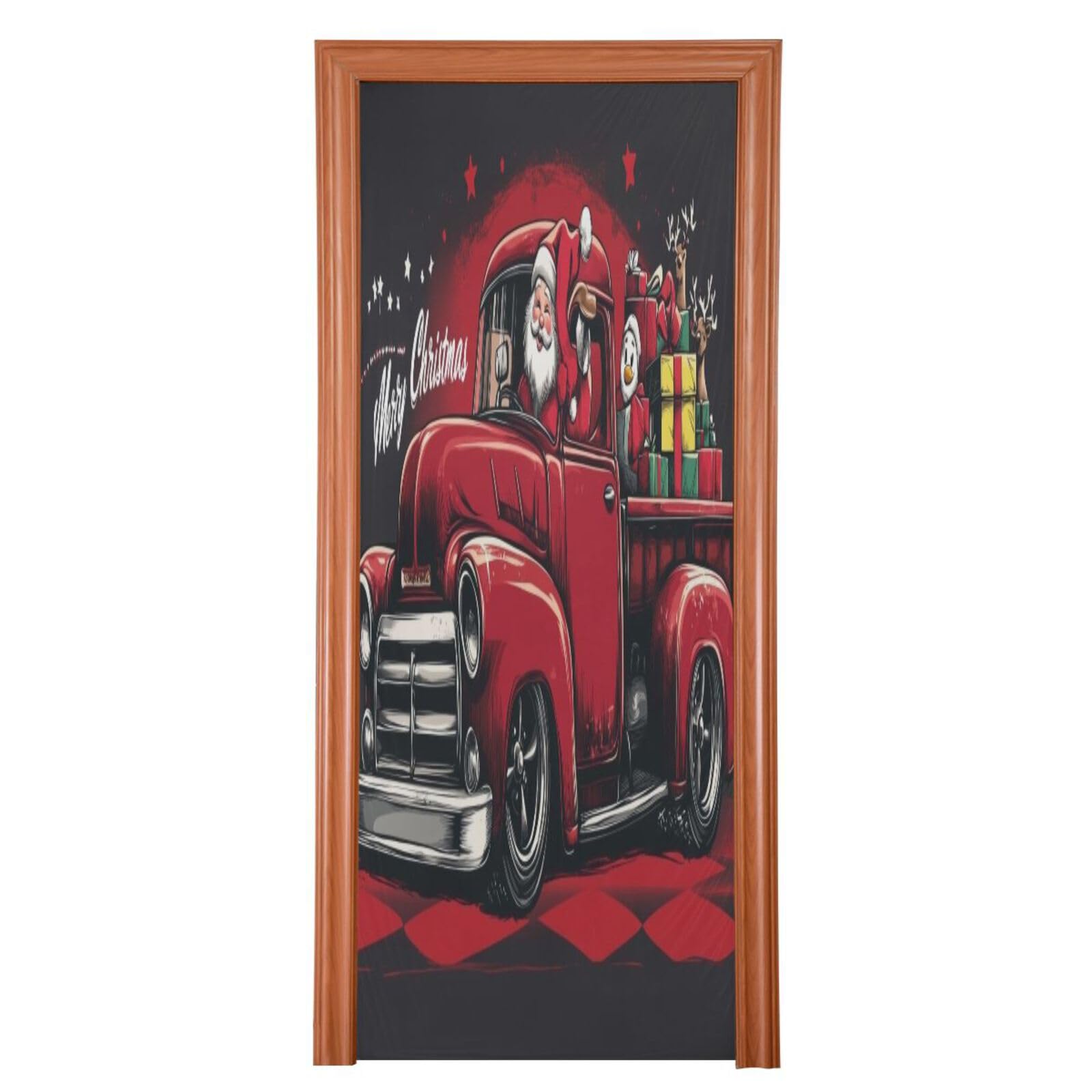 J JOYSAY Christmas Santa Car Door Decorations Door Cover Christmas Decoration Front Door Covers Decoraions for Christmas Party Supplies,32x79 in