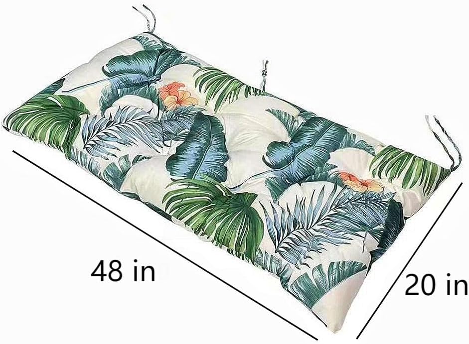 Srutirbo Waterproof Outdoor Bench Cushion, 48"x20", Swing Cushion Patio Furniture Cushions 3 Seater, for Garden Patio Furniture Lounger Bench (Leaf, 48x20 in)