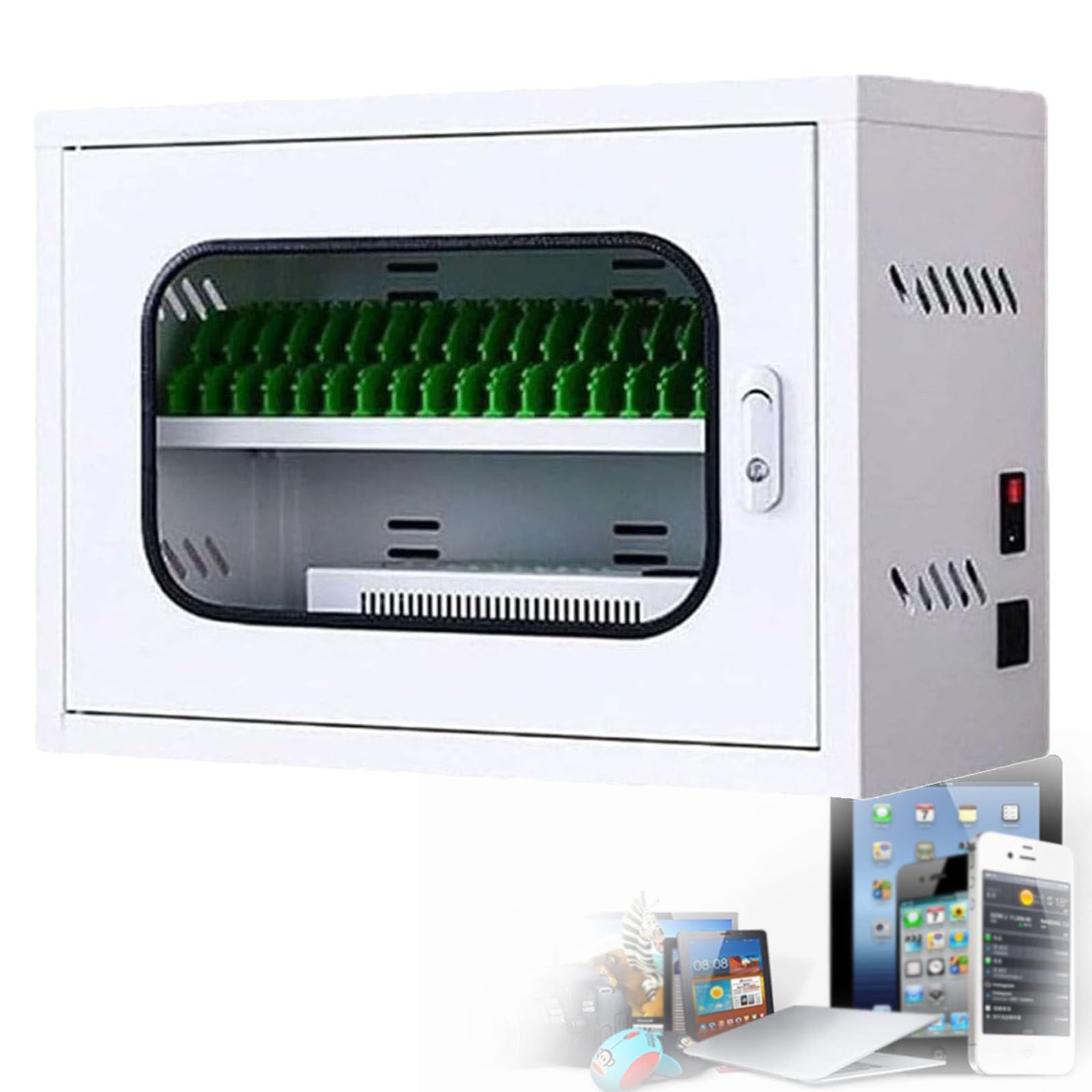 Armadietto Portatile per La Ricarica di Cellulari, Stazioni di Ricarica per Cellulari, Armadietto Multi-Cellulare da 6 A 60 Slot, Interfaccia USB, Adatto per Scuole E Aziende, 20 Slot