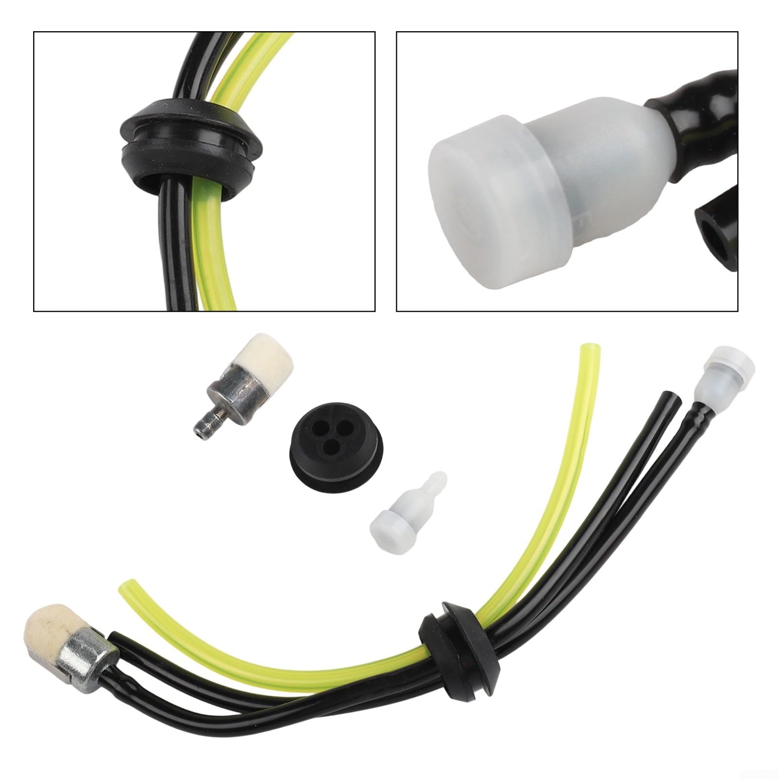 Kit di guarnizioni per serbatoio carburante decespugliatore, 18/20 mm, 3 tubi con filtro per Echo compatibile con benzina, set di collegamento per aspirazione, tubo di sfiato di ritorno del