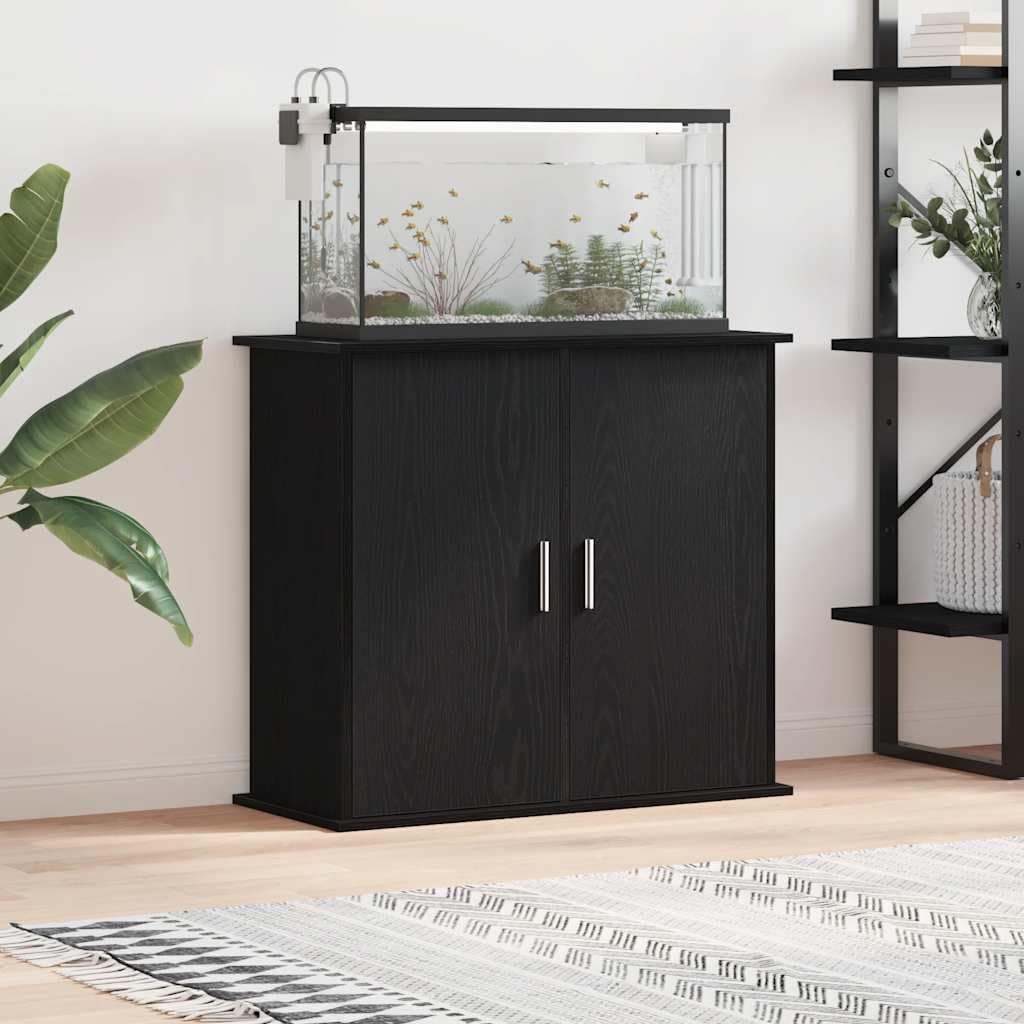 vidaXL Support d'aquarium Chêne Noir 81x36x73 cm Bois d'ingénierie
