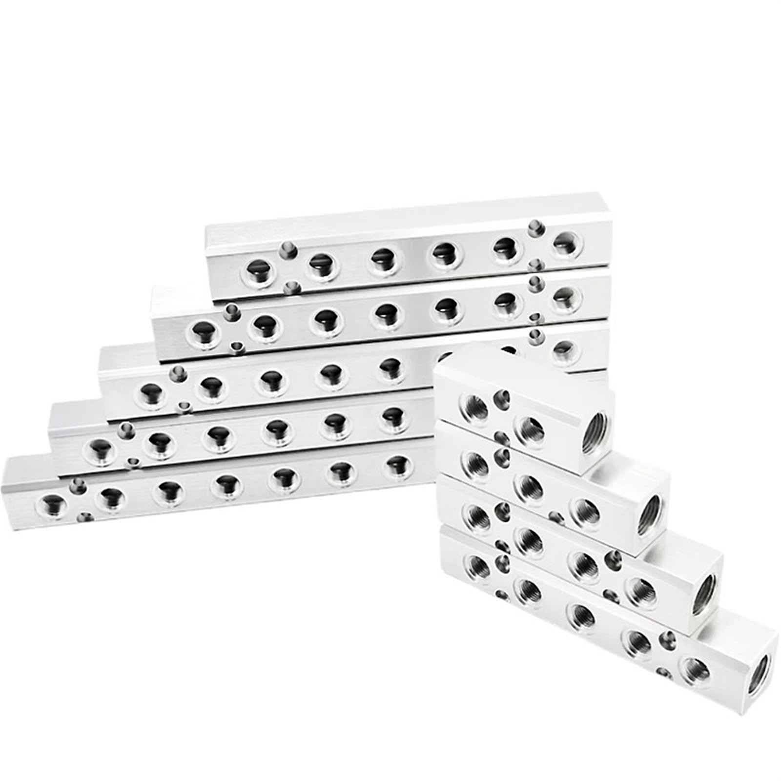 Distribuidor de colector neumático de 3 vías y 6 puertos en aluminio con rosca de 1/2 Pt 8