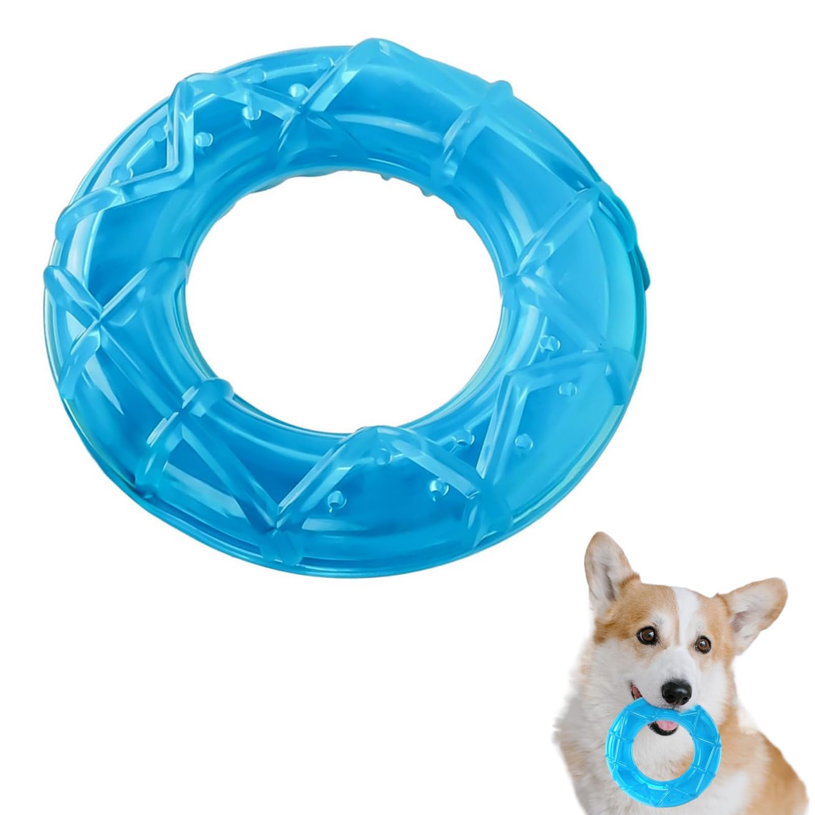 Homoyoyo Dog Cooling Chew Puppy Teething Ring, Freezable Puppy Teething Cooling Chew Ring Freezable Teether for Summer Pet Training Supplies 13. 40x13. 40x3. 60cm