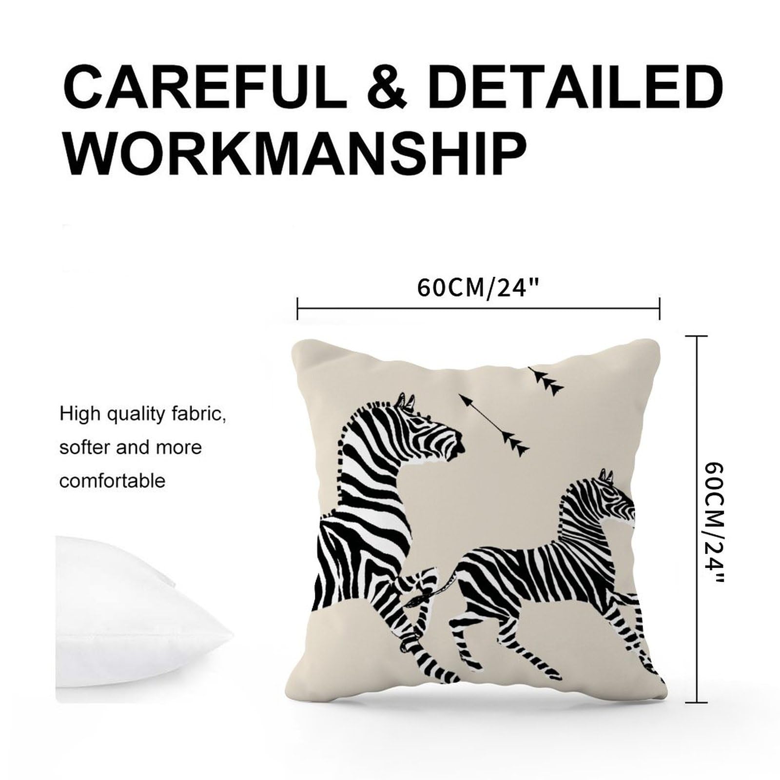 Federa per cuscino con stampa zebra in bianco e nero