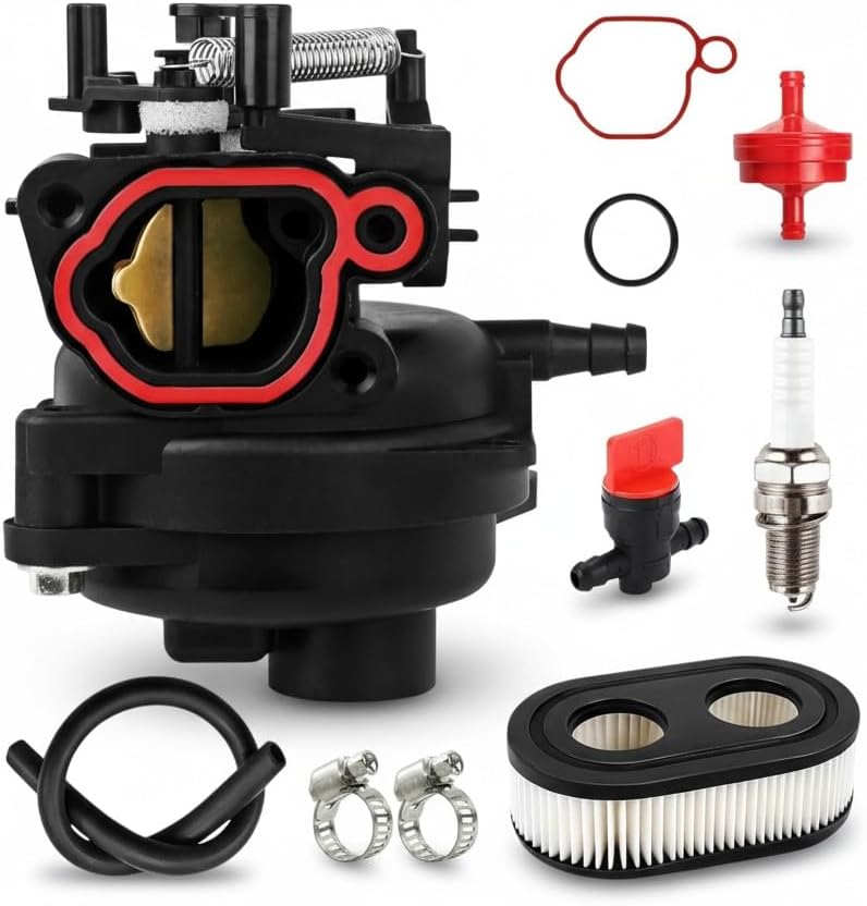 Carburetor, for Lawn Mower, Compatible with Troy Bilt TB110, TB200, 103M02, 09P702, Replaces 799584, 594058, 594057, with Tune Up Kit