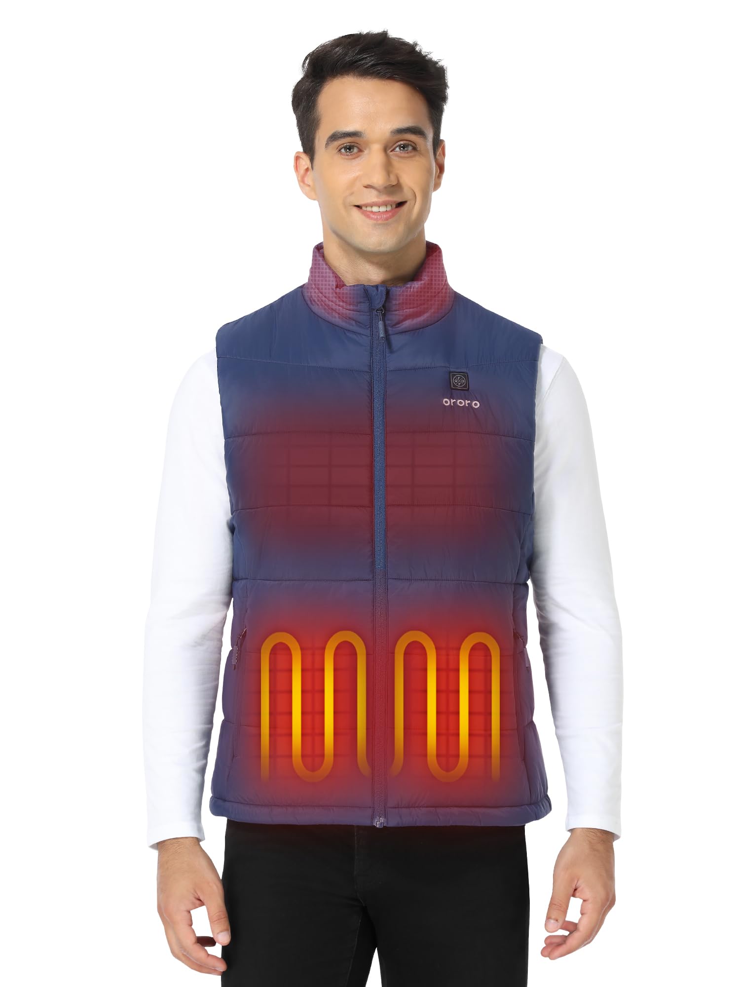 Ororo Men's Navy Blue Heated Gilet With Power Bank, Heated Vest Up To 10 Hours Of Warmth (,S)