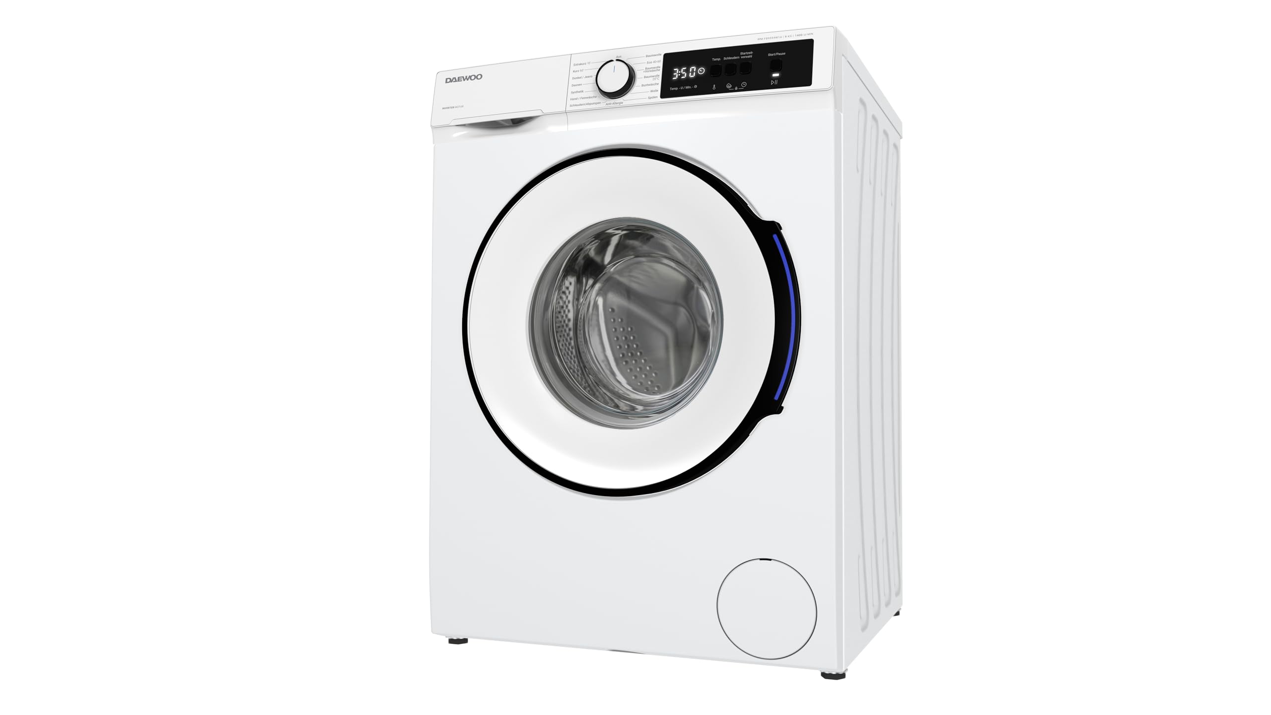 Daewoo WM-FB9594W1A-DE Waschmaschine Frontlader, 9 kg, 1400 U/min., Energieeffizienzklasse A, InverterMotor, Allergy Safe-Programm, AquaStop, Weiß