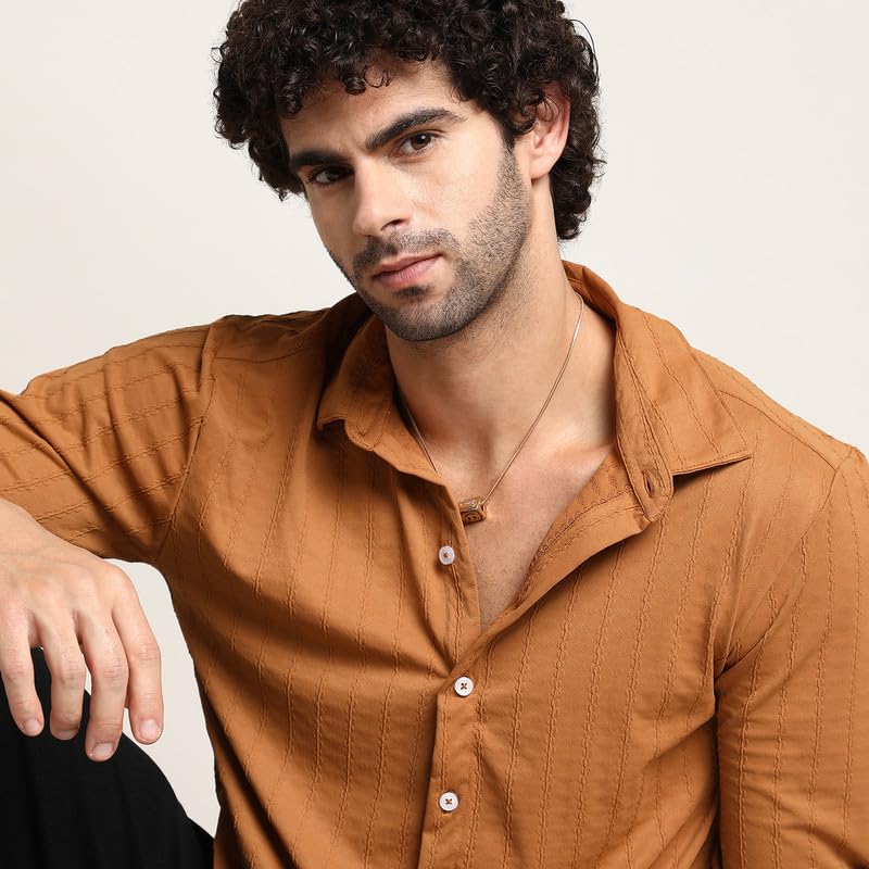 Image of CAHOOT Men's Shirt for Casual Wear | Mid-Rise | Regular Fit | Button Closure | Shirt Crafted with Comfort Fit for Everyday Wear