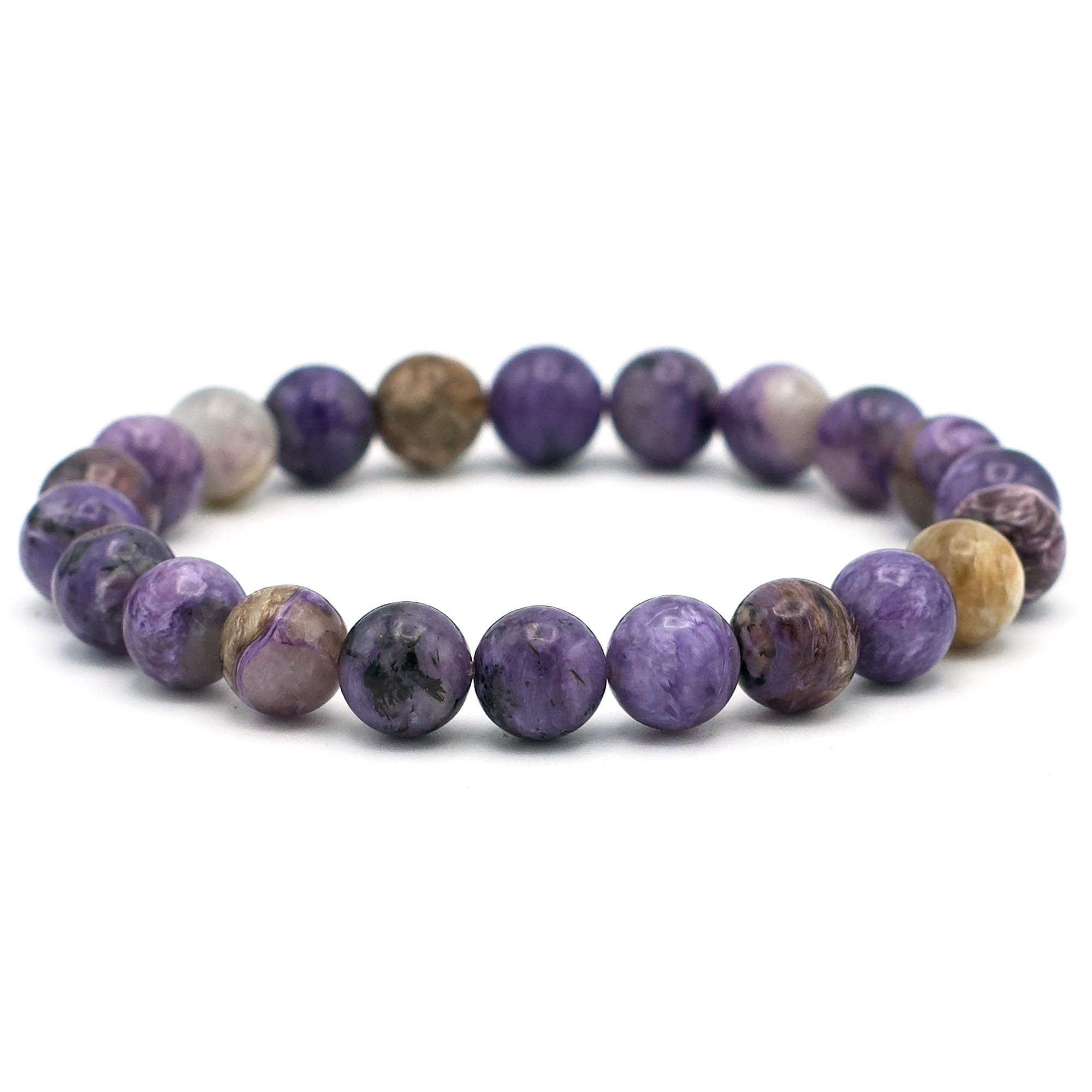 Edelstein Armband mit 10 mm runden Perlen aus Naturstein – Handgefertigtes Schmuckstück für Damen & Herren – Durchmesser 18–19 cm – Geschenk für Damen & Herren - Energie, Balance & Still