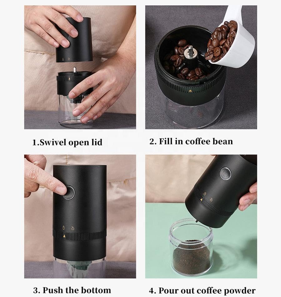 Image of STAR WORK Manual Coffee Grinder Portable Hand Crank Burr Mill with Adjustable Precision Grinding for Espresso, French Press & Pour Over & Travel-Friendly Design. (Automatic - Black)