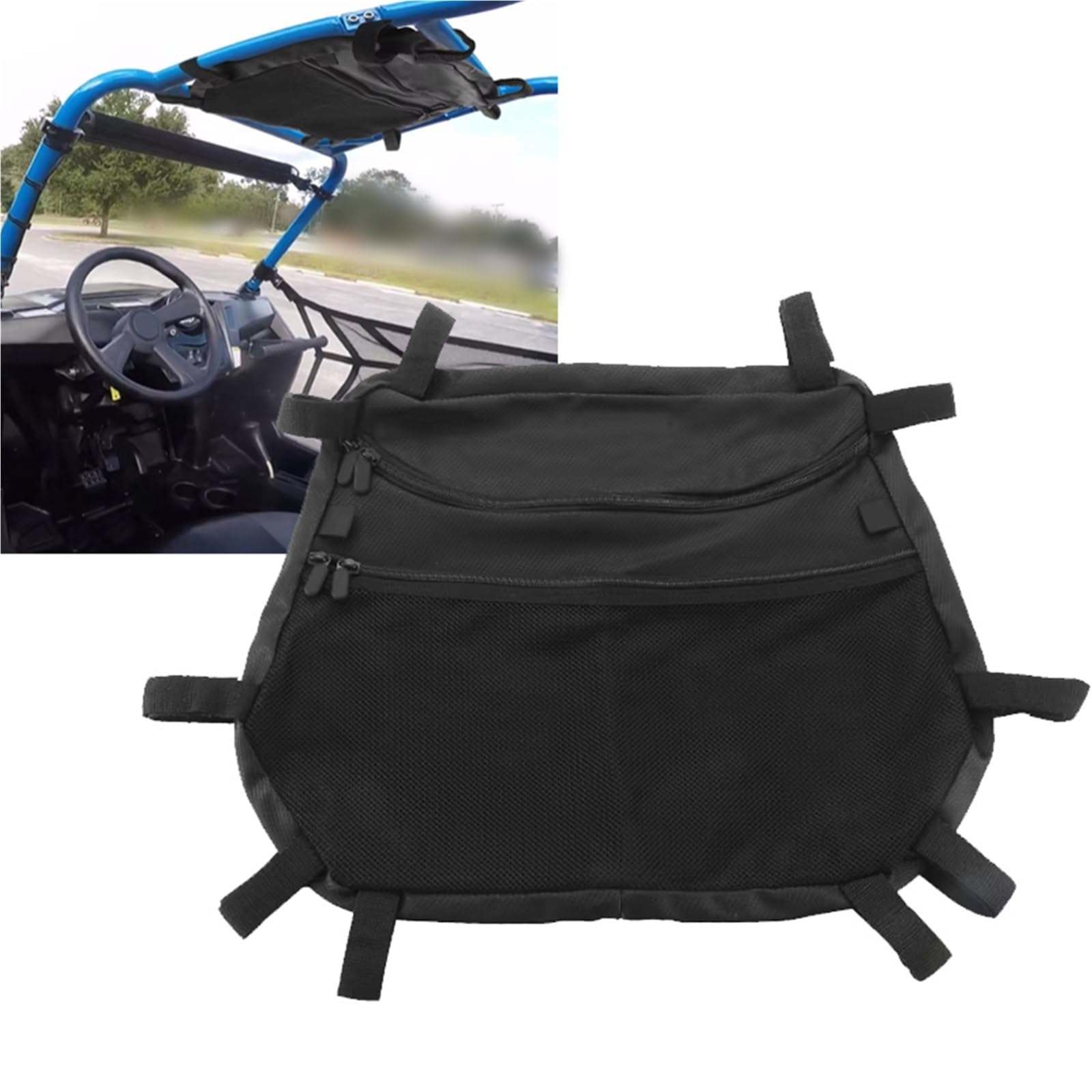 Bolsa De Almacenamiento Superior con Bolsillo Malla Nailon para Techo, para Polaris RZR S 800 2009 2010 2011 2012 2013 2014