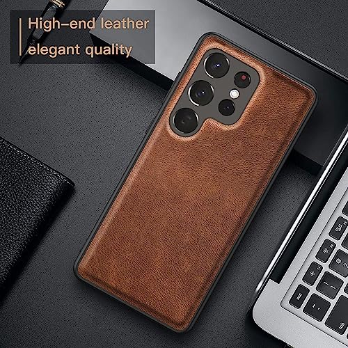Image of Kapa Tux Back Case for Samsung Galaxy S23 Ultra | Slim Leather Shockproof Camera Protection Back Cover (Brown)