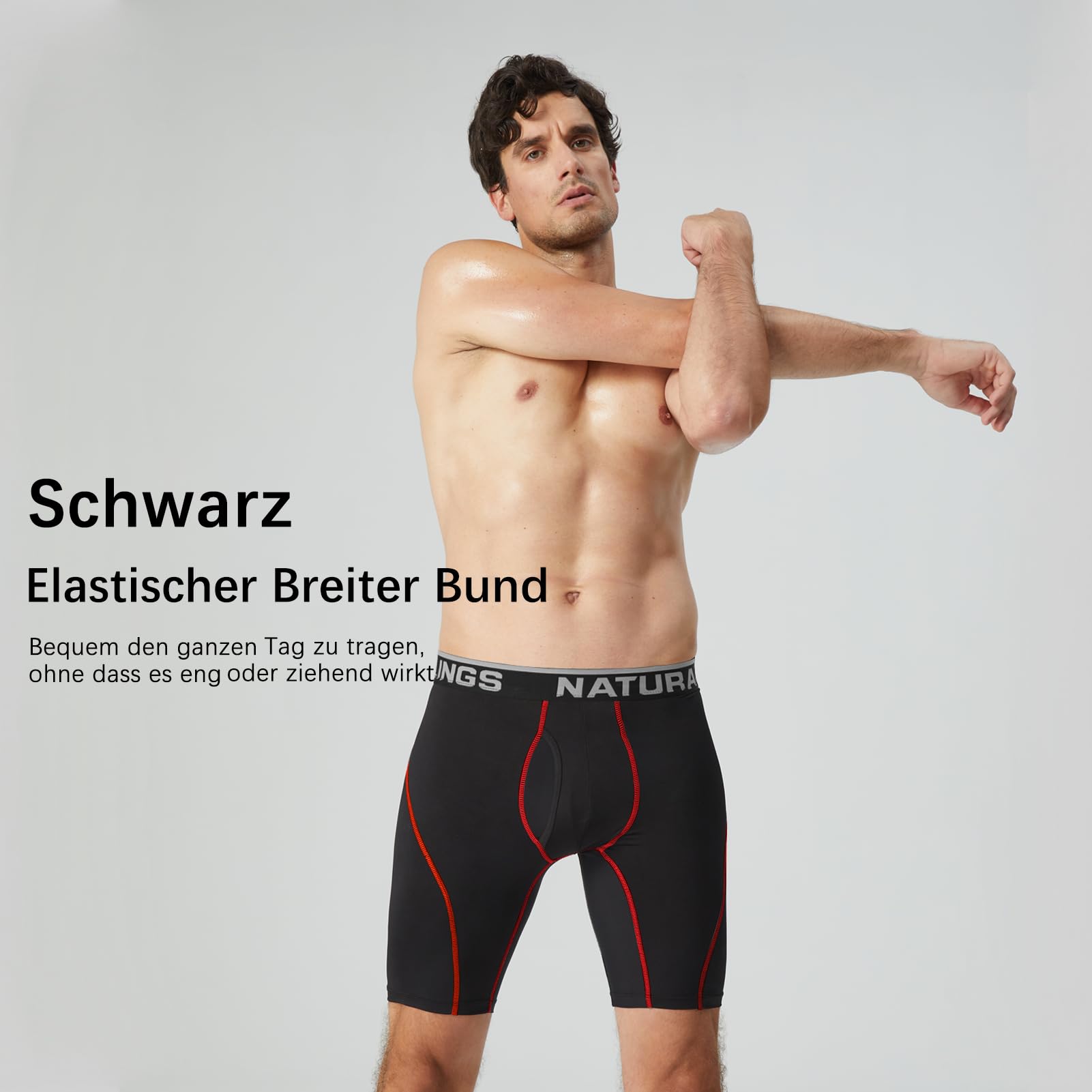 Natural Feelings 9in Pack de 4 Boxer Hombre Largos Calzoncillos Deportivos Hombre Elástico Ropa Interior Hombre Boxers para Hombres Absorción De Humedad