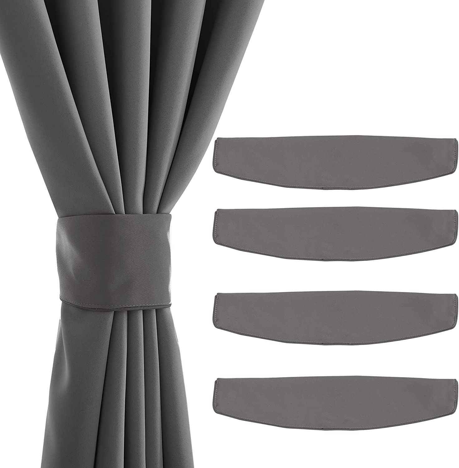 NICETOWN Grey Curtains with Magnetic Tiebacks