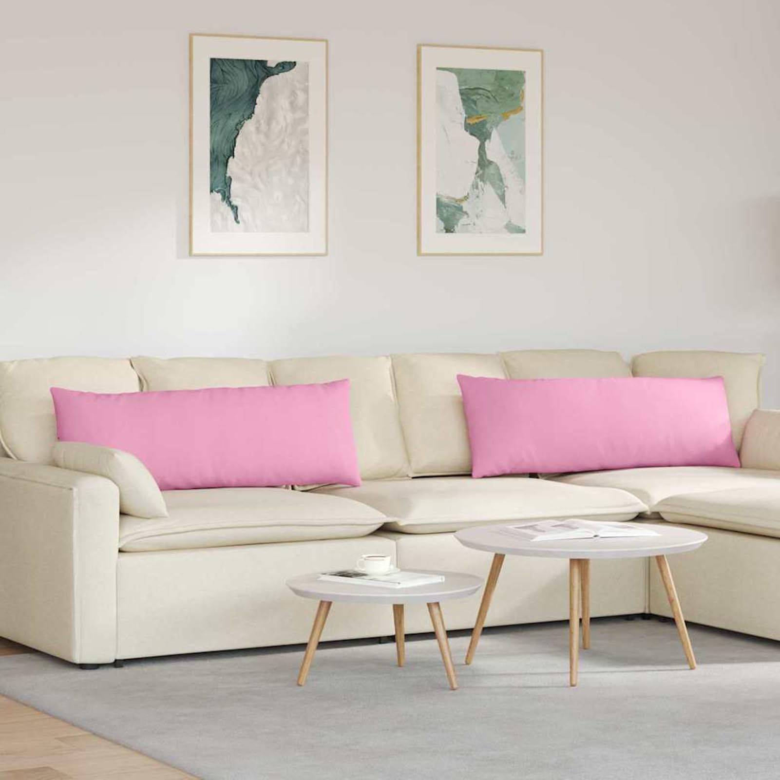Cuscini per divano, 2 pezzi, rosa, 120 x 40 x 20 cm, rivestimento in tessuto sfoderabile, imbottitura in poliestere, per arredamento moderno
