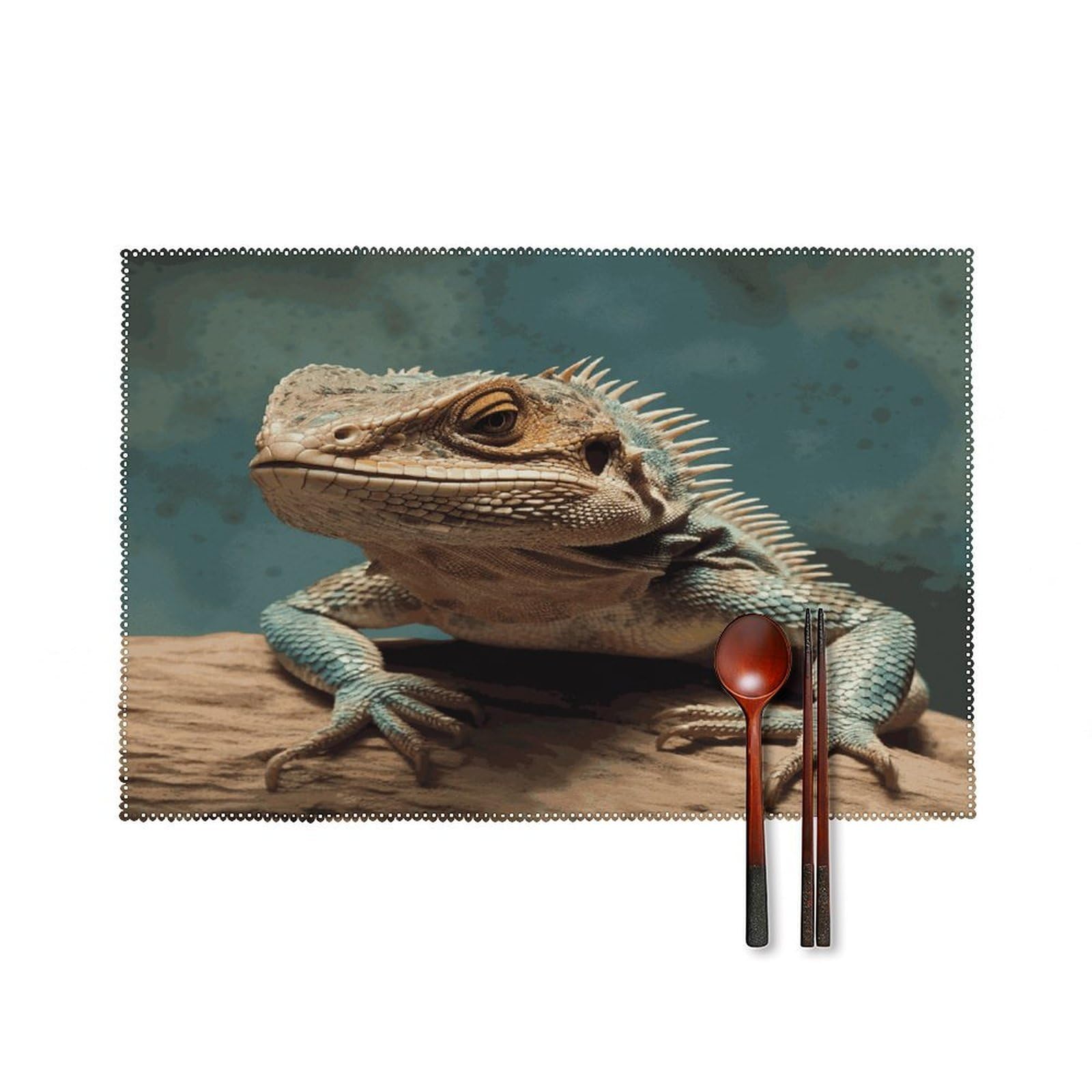 Lizards Placemats Set of 4 Heat Resistant Non-Slip Place Mats for Dining Table Washable Placemat Wipeable Dining Table Mat Canvas Place Mats Dining Table Decor