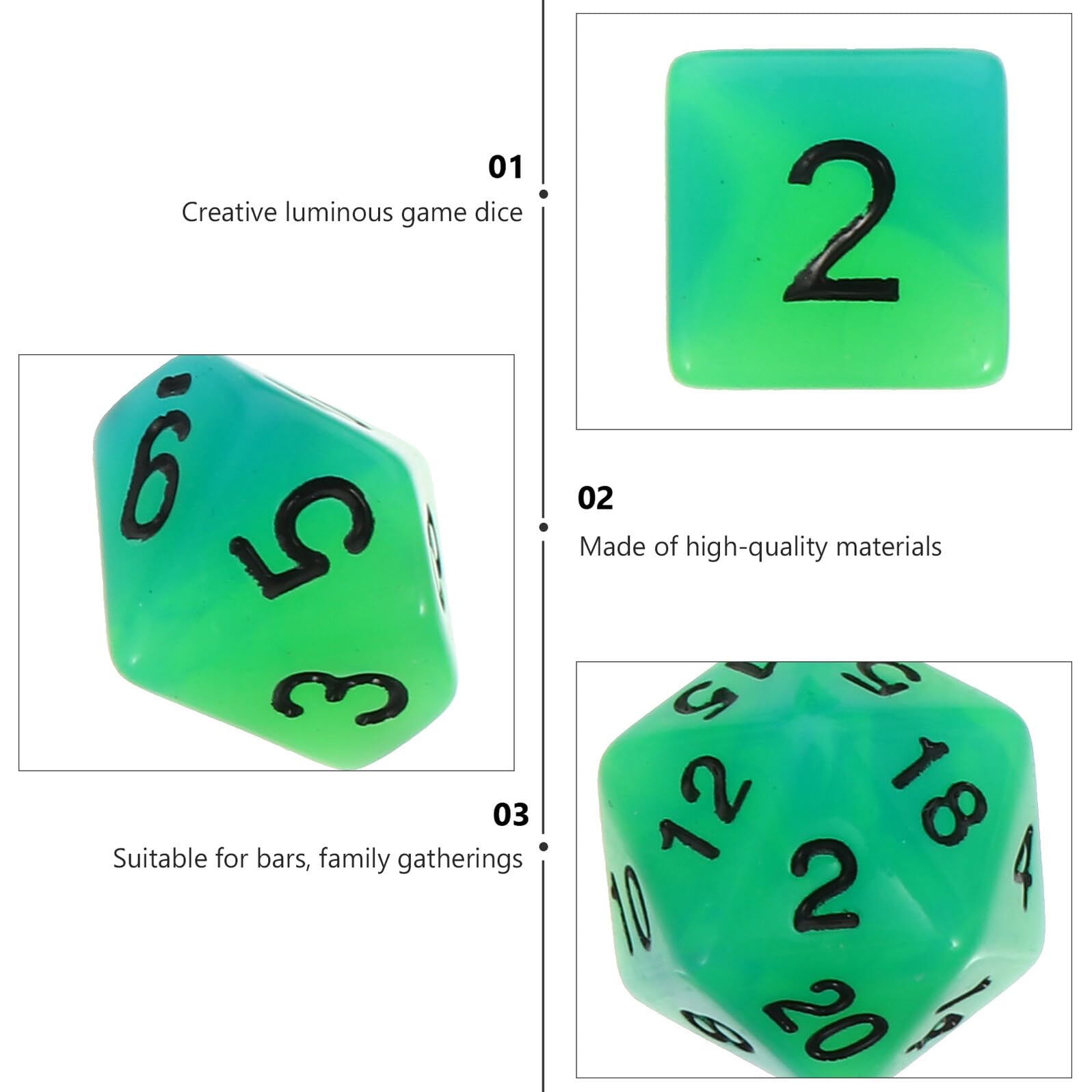 GALPADA 7pièces Dés Polyédriques pour Jeux de Société Lot de Dés Lumineux Portables Plusieurs Faces