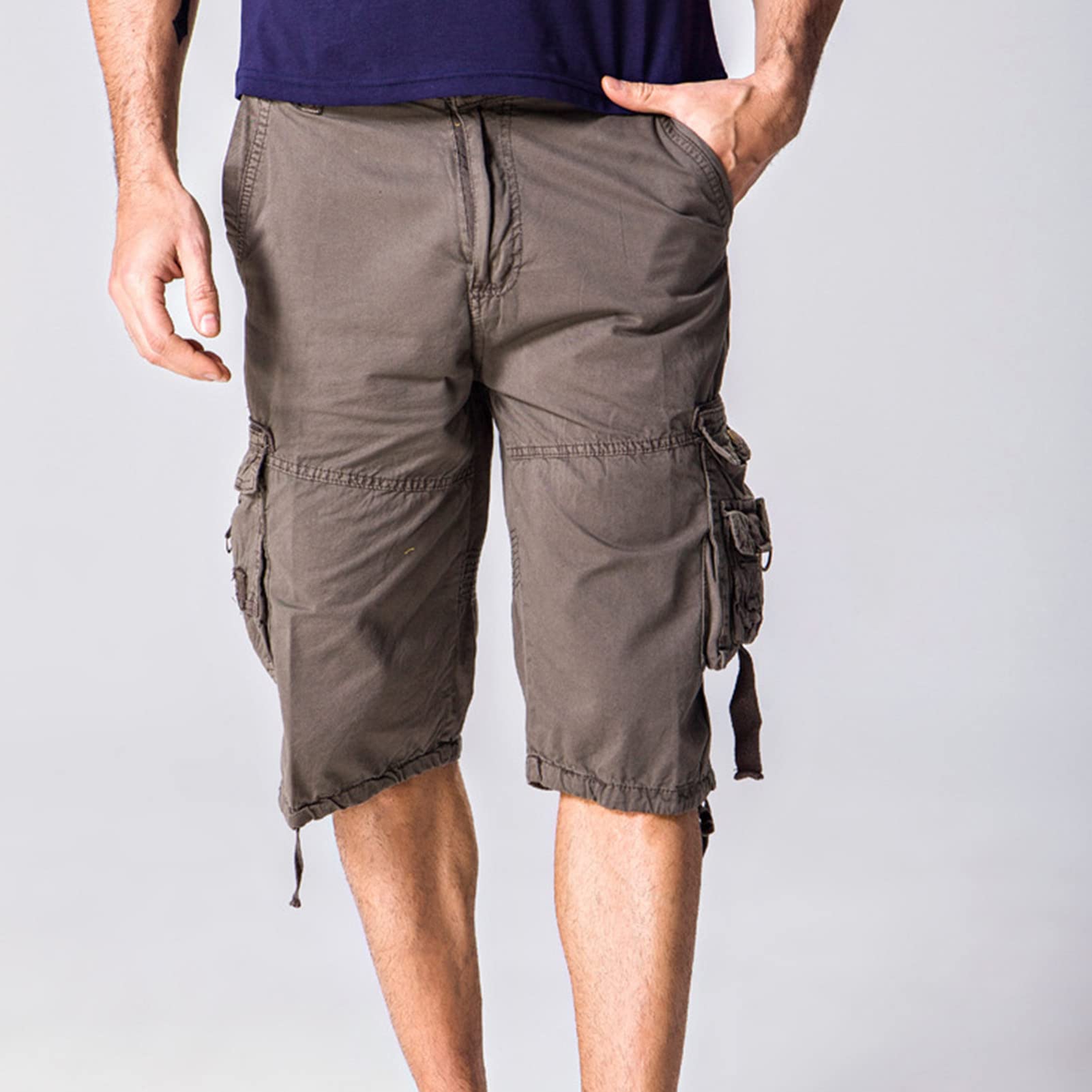 Maiyifu-GJ Men's Relaxed Fit Camo Cargo Shorts Lightweight Multi Pocket Outdoor Short Pants Casual Hiking Tactical Shorts (Grey,31)