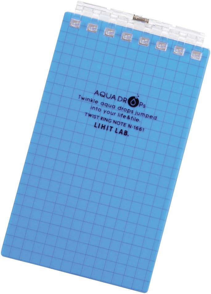 Lihit Lab N1661-8_10 Twisted Notebook, A7, 8 Holes, Blue, Pack of 10