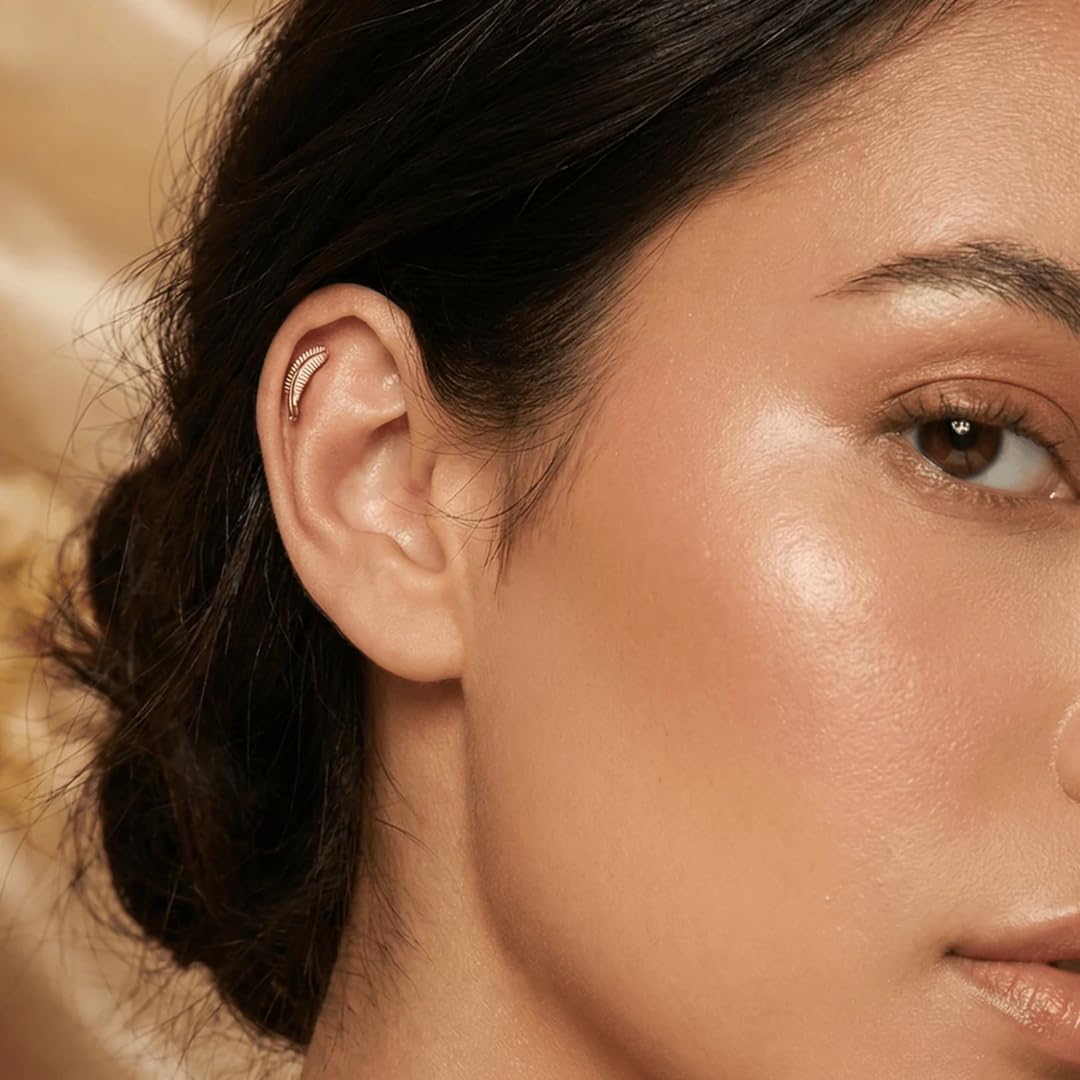 Ohrring aus 316L Edelstahl, Blattknorpelohrring – Sterlingsilber plattiert, flache Rückseite, Helix-Tragusstecker, hypoallergen, Push-In-Ohrstecker für Damen und Herren, minimalistischer