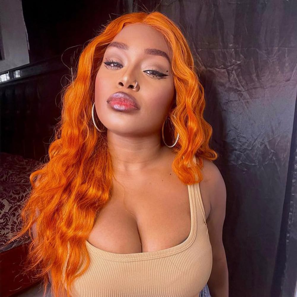 AFBeauty Pastel Ginger Wigs for Women Long Wavy Ginger Orange Wig Natural Hairline Lace Frontal Heat Resistant Fiber Soft Hair For Daily Wear - Image 2