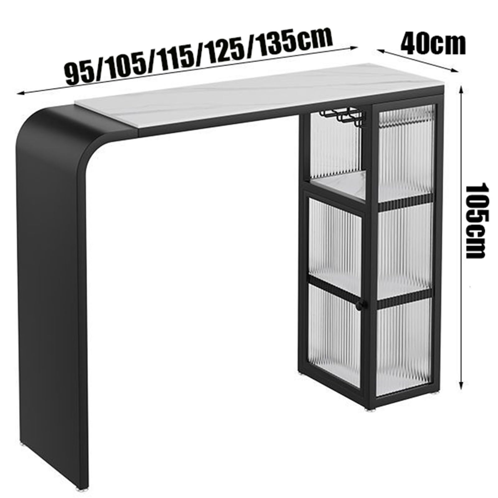 Bartisch Bar Tisch Stehtisch Esstisch für Stabiler Metallrahmen Küche Kaffeebar Möbel Viel Stauraum Multifunktionaler In Wohnzimmer Küche Balkon B,125 * 40 * 105cm