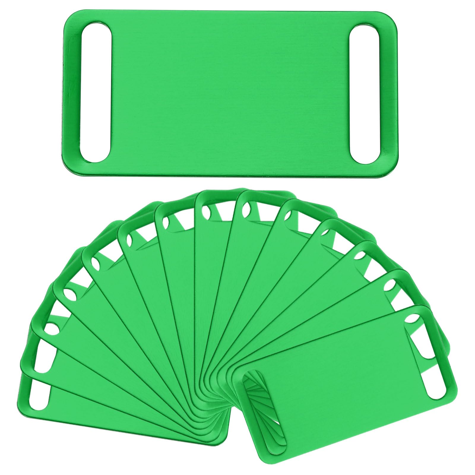 sourcing map 30 Pcs Anodized Aluminum Blank Tags 22.5mm Blanks Stamping Pet ID Tag with Holes for Engraving Sided DIY Art Craft Gift, Green