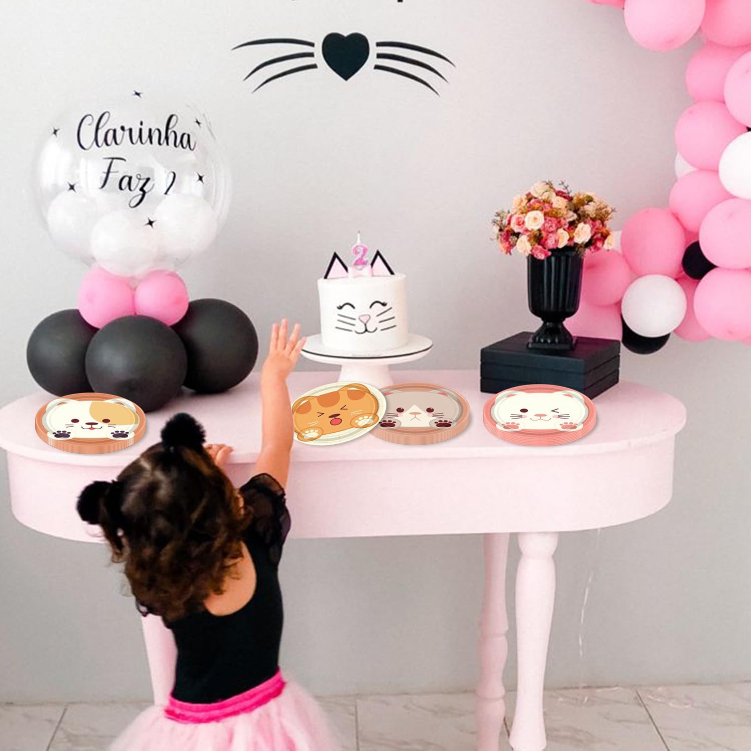 40 PCS Cat Birthday Plates Pet Party Decorations, 4 Colors Cat Paper Plates Birthday Party Plates for Kids Pet Cat Party Supplies Kitten Party Decorations, 9 Inch