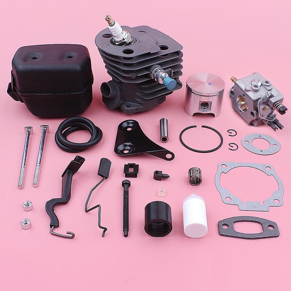 Kit de reparación de pistón de silenciador de Escape de carburador de Cilindro de 46mm, for Motosierra Husqvarna 55 51 501766605 503218202 503281504 503609171 Pistón de Cilindro de jardín