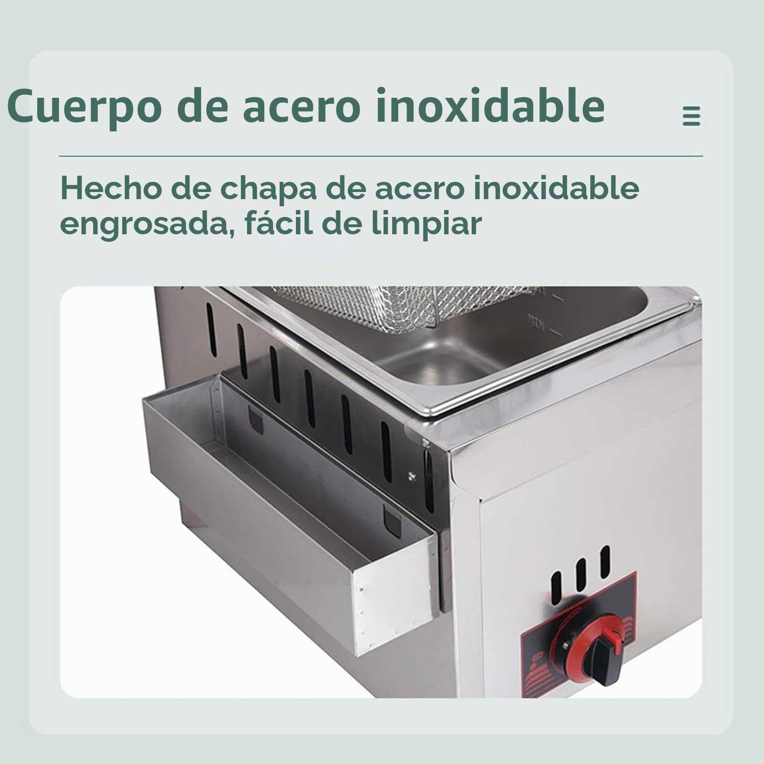 Freidora de gas LPG de acero inoxidable de 10 L x 2, freidora doble de grado comercial con potencia de fuego ajustable, incluye cestas y tapa, limpieza sin esfuerzo