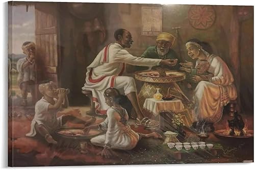 AAHARYA Póster vintage etíope para pared familiar, lienzo impreso, lienzo para pared, póster de arte de pared para dormitorio, sala de estar,