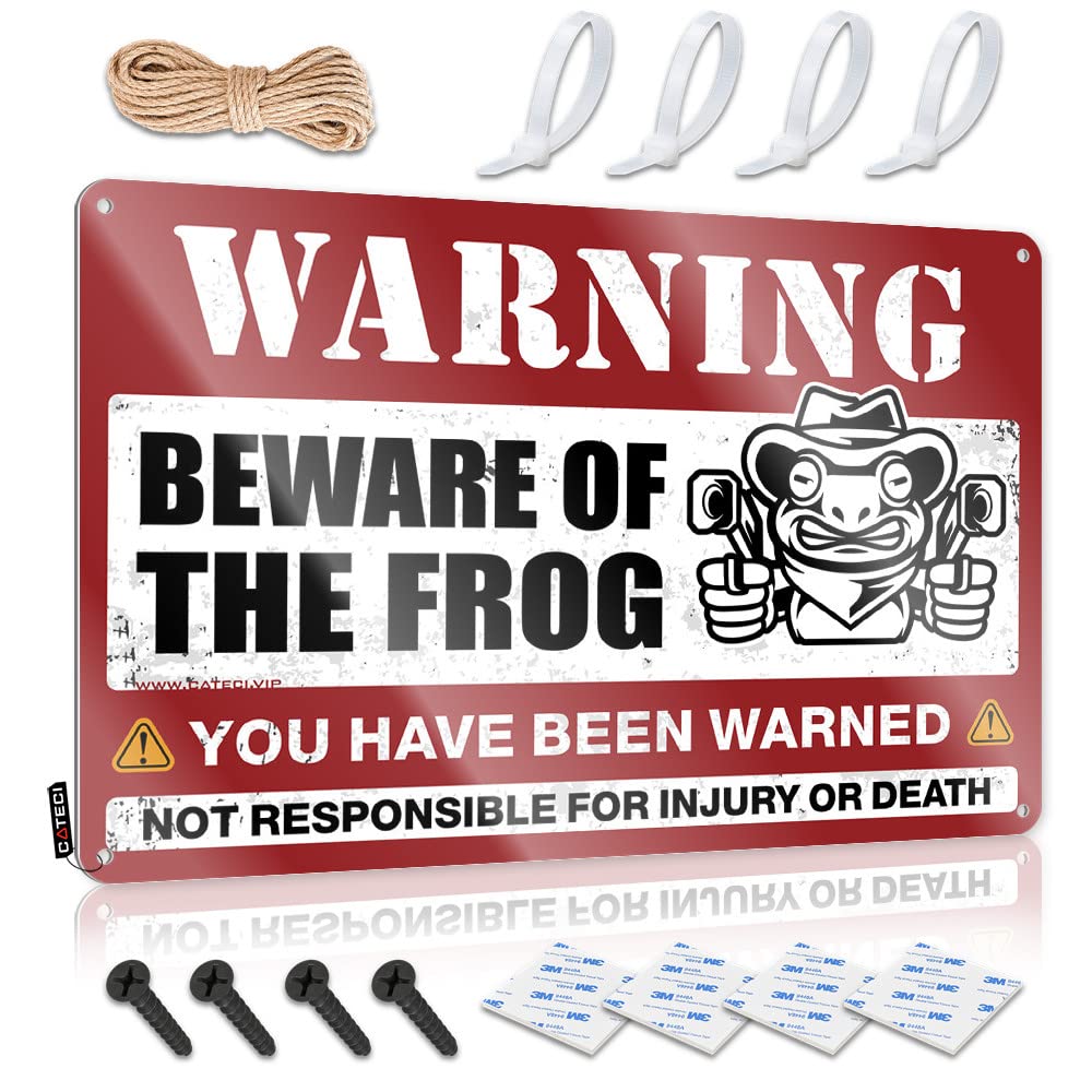 BRUNTELO Garage Signs For Men Vintage Beware Of Frog Tin Sign Room Signs For Bedroom Small Sign(20X30CM)