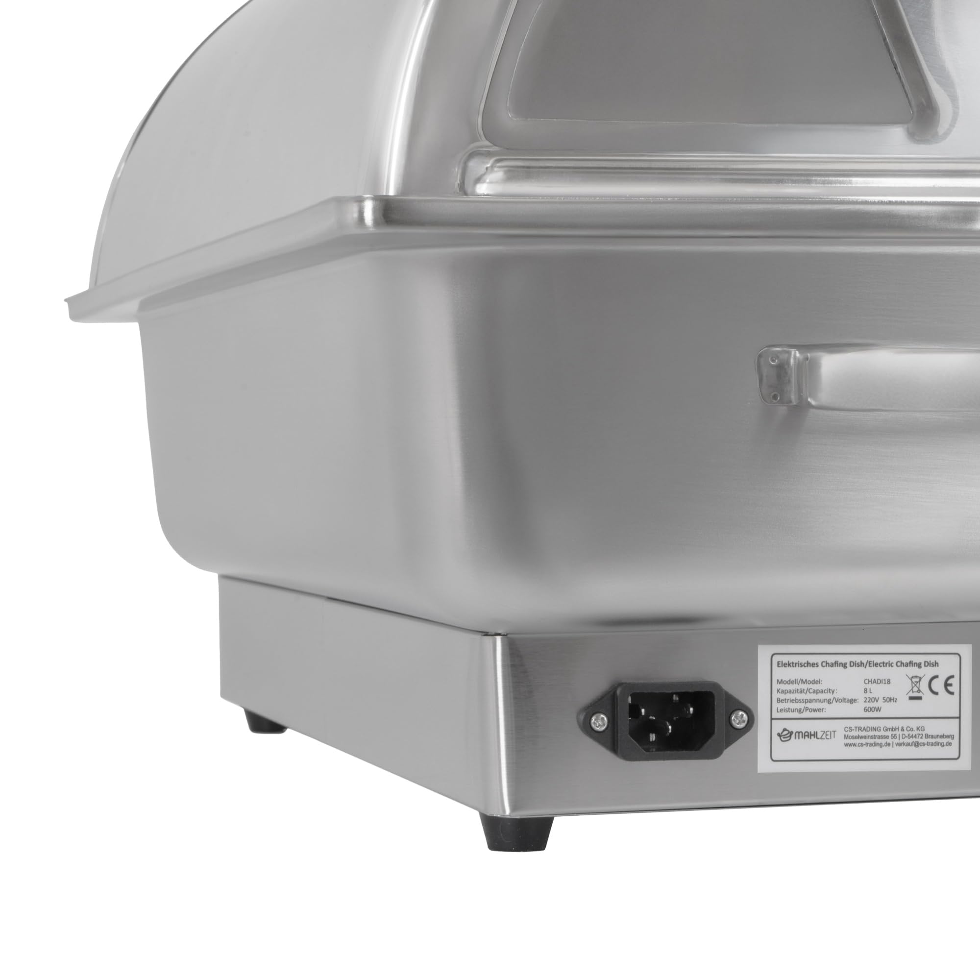 Mahlzeit Chafing Dish Chauffe-plat électrique en acier inoxydable avec GN 1/1 | 9 litres | Jusqu'à 80 °C | Chauffe-plats avec couvercle enroulable | Récipient de maintien au chaud pour buffet et