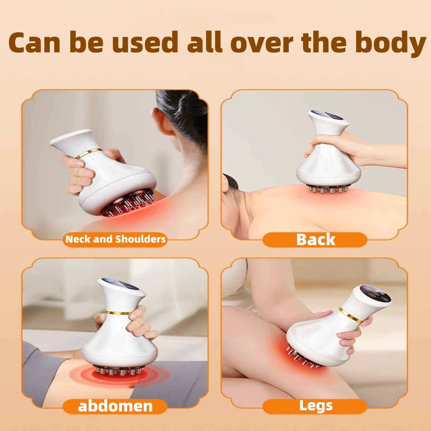 Masseur de drainage lymphatique, machine de sculpture du corps portable et outil de massage anti-cellulite pour les vergetures du ventre et la réduction de la cellulite, brosse Gua Sha Meridian pour