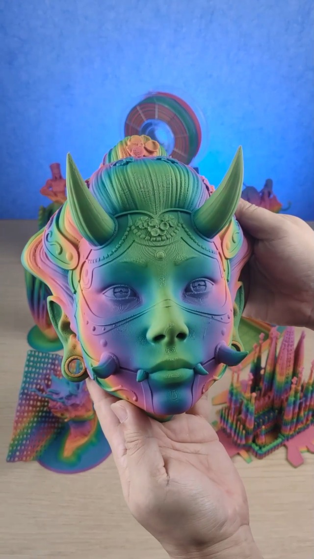 Image of ZIRO 3D Printer Filament PLA, Fast Color Changing Filament(Matte), Color Change by Length PLA, Fit Most FDM 3D Printers, Matte Finish 1KG / 2.2lbs Spool, Rainbow Blaze