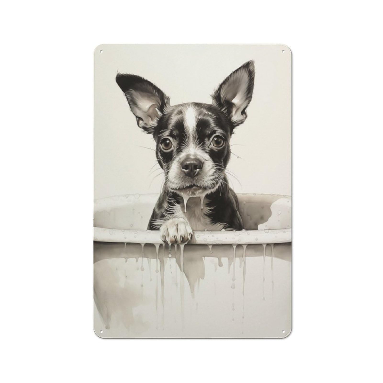 Junmoney Dog Bathtub Rustic Tin Wall Plaque 30X20cm For Studio Or Craft Room, For Garage, Workshop And Man Cave Decoration