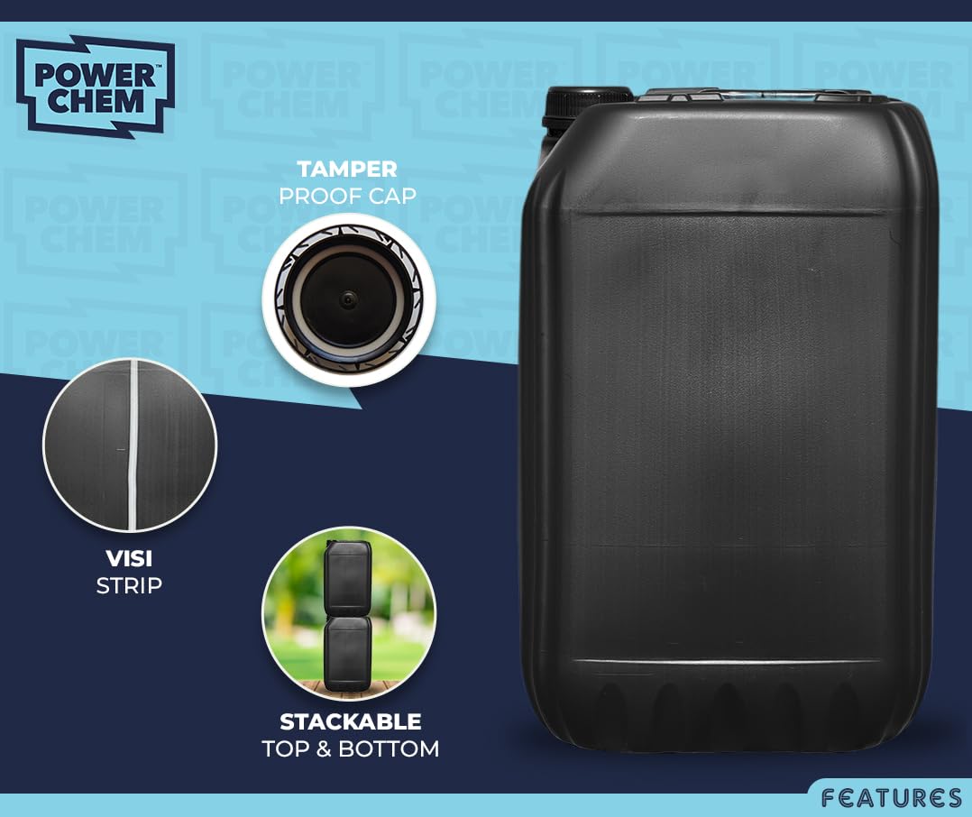 Contenedor de agua de 25 L, bidón apilable aprobado por la ONU + tapa a prueba de manipulaciones, perfecto para el almacenamiento de residuos de líquidos de agua, polietileno de alta densidad de grado