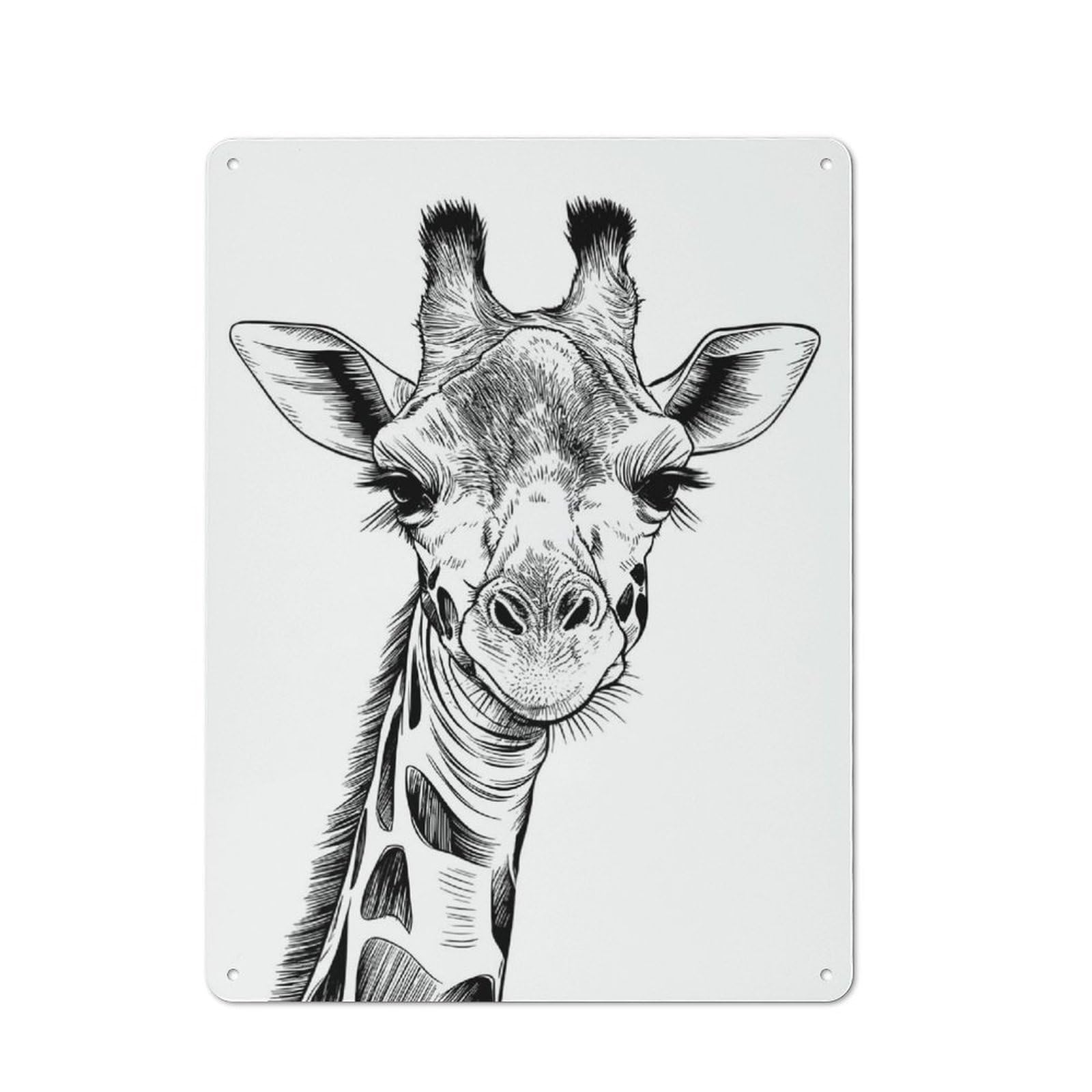 Junmoney Sketch Of A Giraffe Retro Metal Wall Sign 40X30cm With For Bar Or Restaurant, Gift Idea For A New Home And Metal Sign Collection