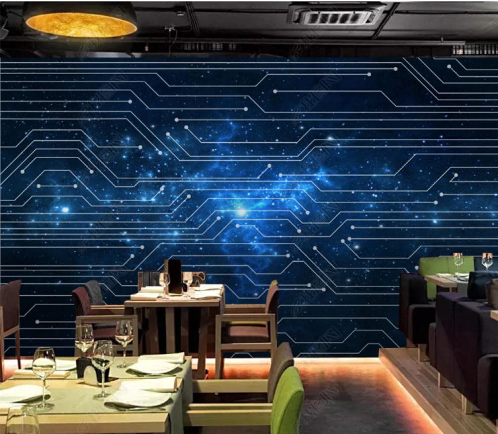 Adesivi murali 3d In piedi linee astratte Blue Starry Sky Circuit Board Technology Photo Wall Sticker Carta da parati soggiorno -400cmx280cm