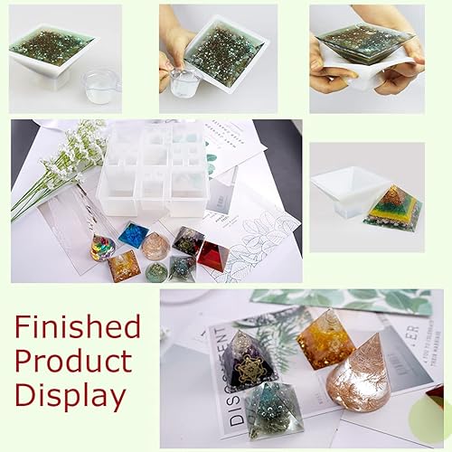 Miniatura 7 de Rolin Rolin 4 moldes de resina piramidal de cristal de diamante epoxi molde de fundición de silicona multifacético moldes de bricolaje joyería