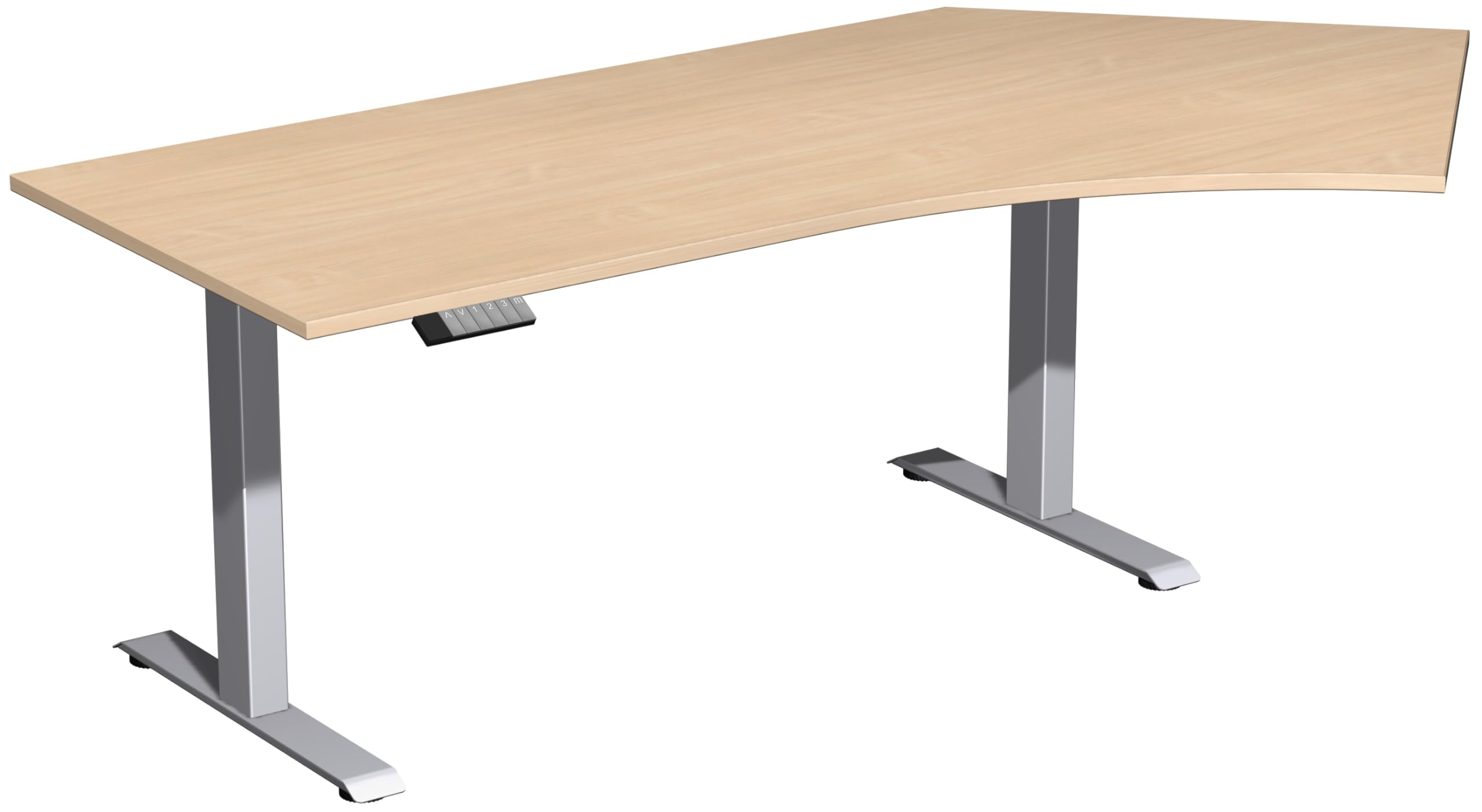 Table élévatrice électrique 135° Elevate Basic, réglable en hauteur à droite, 2166 x 1130 x 730-1230 (hêtre/argent)