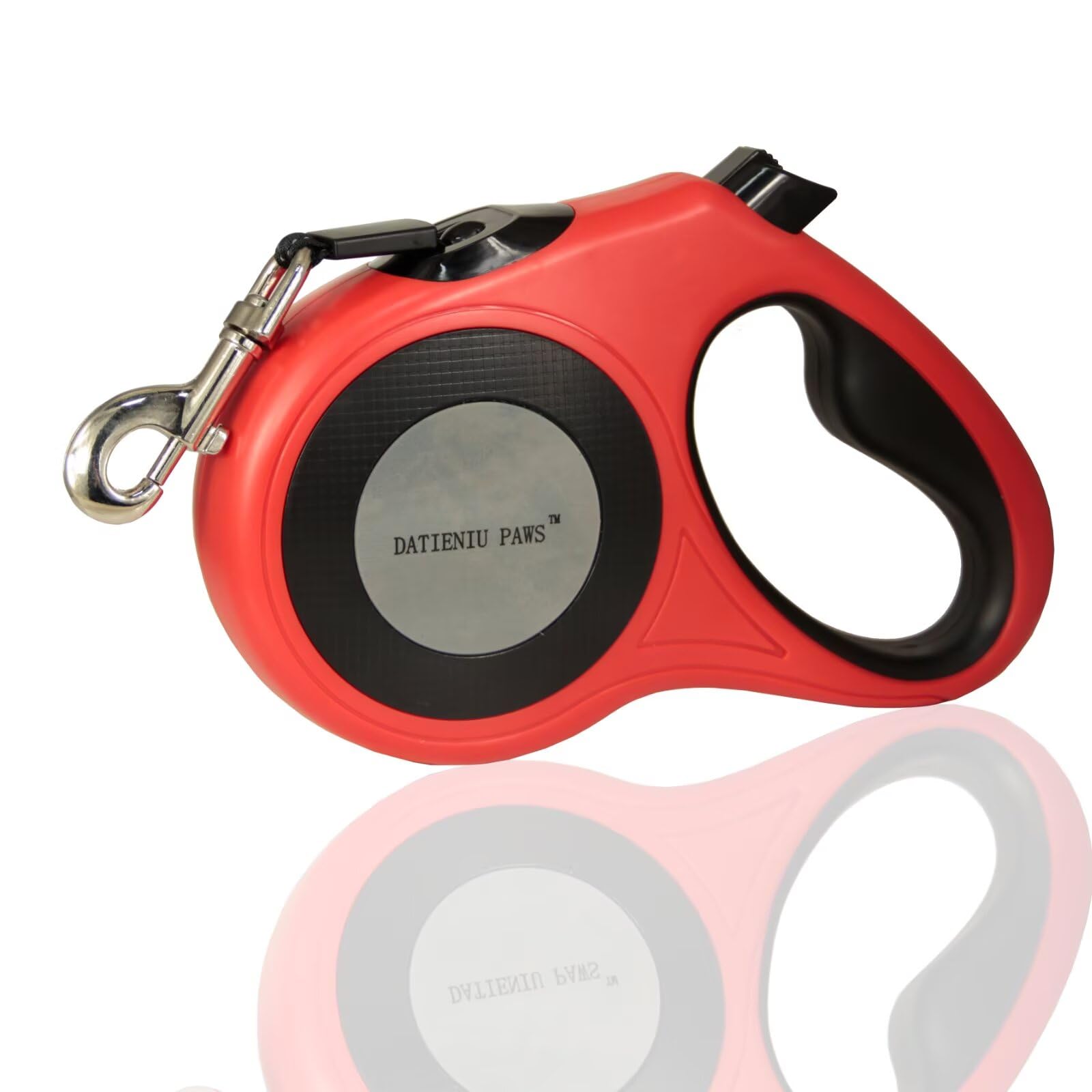 Retractable Dog Leash Strong Nylon Tape 16Ft Reflective Stitch for Night Walking One-Handed Brake Anti-Slip Handle XL RED